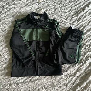 Adidas Kids Black and Green Jacket Set